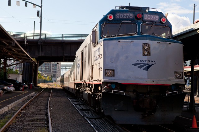 About ready to head north on the Amtrak Cascades. Photo by Jeremy Dwyer-Lindgren / NYCAviation.com.