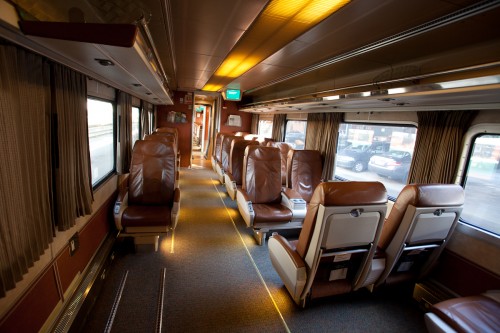 Amtrak Cascades Business Class cabin. Image by Jeremy Dwyer-Lindgren / NYCAviation.com.