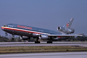 American Airlines DC-10 taking off.