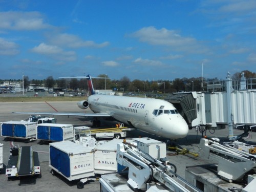 DC-9-50 at Delta"s gates in Charlotte, NC. Photo by Andrew Vane.