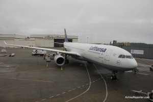 LH1 Lufthansa Airbus A330 at Seattle-Tacoma International Airport (SEA) waiting to go to Frankfurt (FRA).