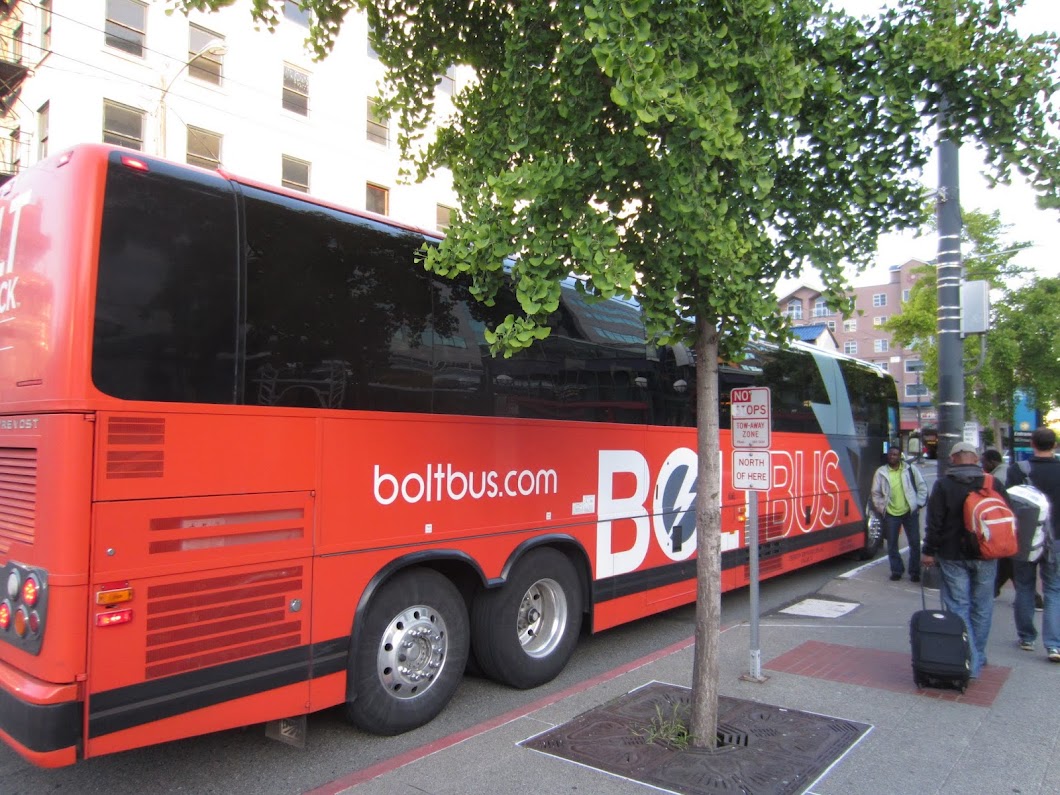 Catching the Bolt Bus in Seattle, WA. Photo by Malcolm Muir.