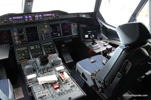 Where all the action happens. Hard to believe this large aircraft is controlled by a little joystick. 