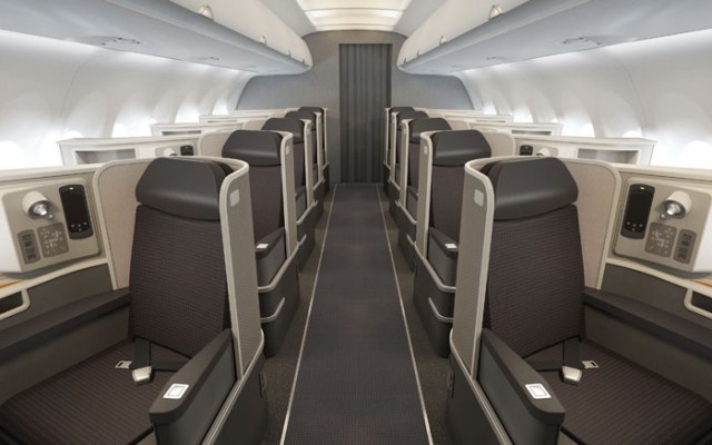 American plans to have a 1-1 layout in first class on their Airbus A321 aircraft. Photo from American. 