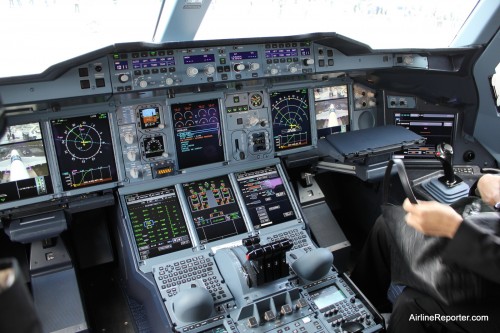 Like other A380's, the cockpit is huge.