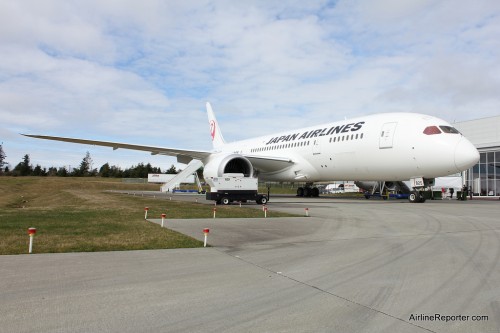 Japan Airlines (JAL) Boeing 787 Dreamliner taken in March 2012 at Paine Field.