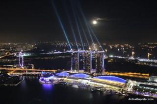 The view from 1-Altitude of the Singapore Flyer and Sands Marina Bay.