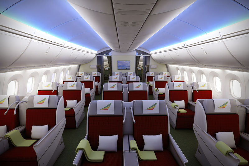 Ethiopian's Cloud Nine (Business Class) cabin on the 787. Image from Ethiopian Airlines.