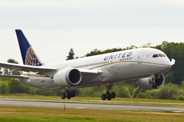 United's first 787 takes off from Paine Field. Image from United. 