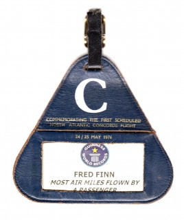The original Concorde shaped baggage tag from first flight to Washington Dulles and back To London Heathrow May 24/25th 1976