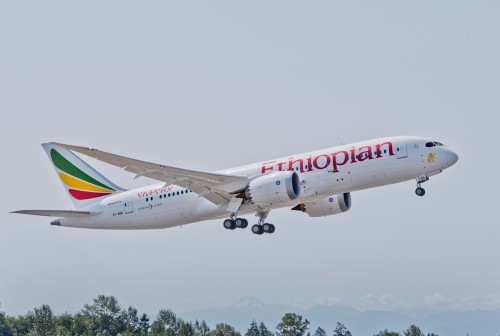 Ethiopian Airlines first Boeing 787 Dreamliner, taken by Boeing during test flights.