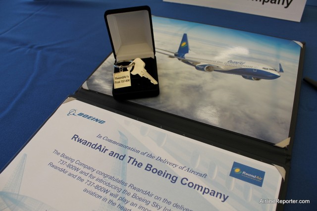 Boeing gave RwandAir keys to the plane. No, they are not needed to start the plane.