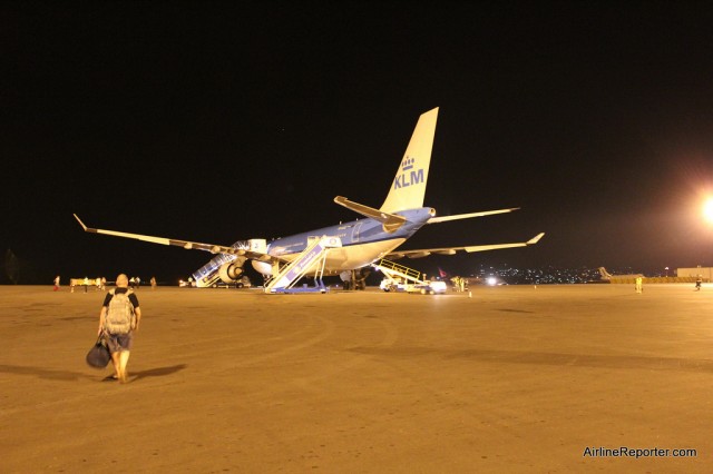 It is awesome to board a wide-bodied A330 on the tarmac of a small airport.