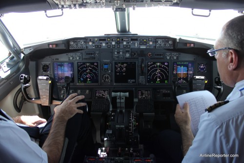 Hanging out in the cockpit of RwandAir's Boeing 737-800 while over Africa.