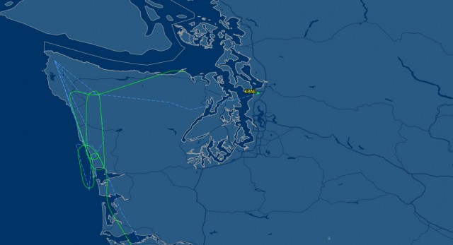 We had a nice little circle flight over western Washington after take off. Image from FlightAware.com.