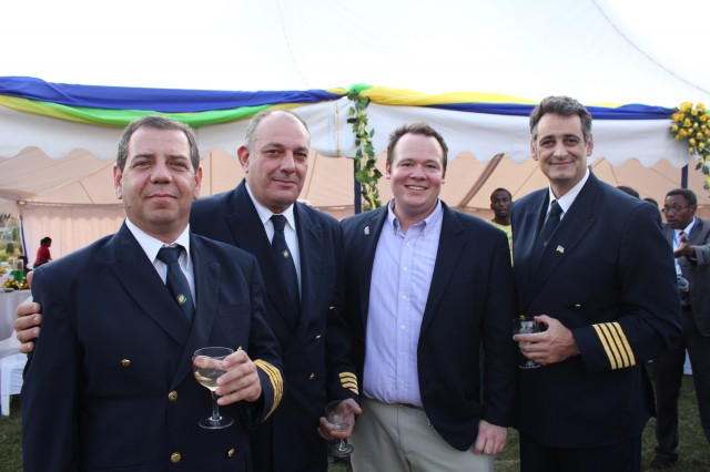 Some RwandAir pilots and me hanging during the post delivery reception.