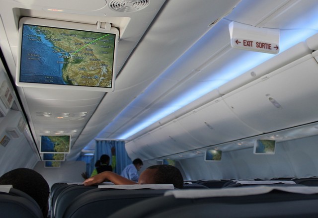 starting The in-flight map shows we just left Seattle. We have a long trip ahead of us.