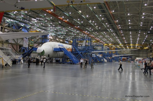 United's first Dreamliner from the factory floor.