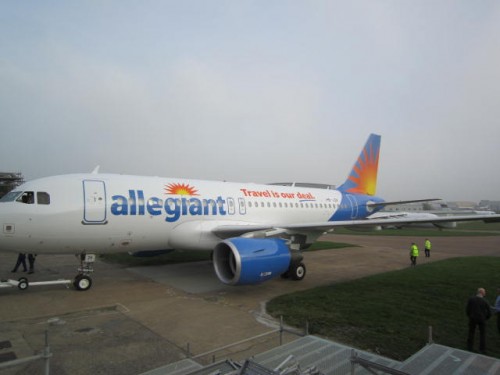 Allegiant's first Airbus A319 after being painted from EasyJet livery to Allegiant's. Image from Allegiant.