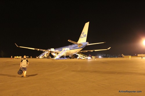 KLM's Airbus A330 sits on the tarmac at KGL.