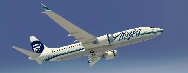 Computer mock up of what Alaska Airline's Boeing 737 MAX will look like. Check out those winglets. Image from Boeing.