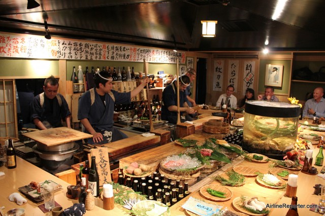 Robataya Restaurant in downtown Tokyo (there is also one in New York) was one of the most amazing meal experiences I have ever had. Great interaction with the Chefs and others that are eating.