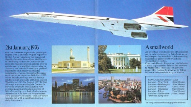 977 - British Airways Concorde U.S. Launch Brochure. From Chris Sloan / Airchive.com.