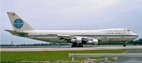 Thomas' first inaugural flight was on this PanAm Boeing 747-100 named Victor Clipper (N736PA). Photo by Bob Garrard taken in 1973.