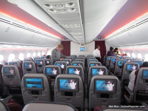 Even in a 9-abreast configuration, economy did not look too shaby. Although, I was happy I had a business class seat. Image: Mal Muri / AirlineReporter.com.