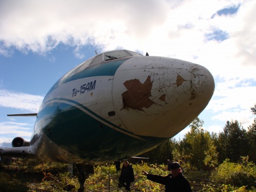 The Alrosa TU-154M took quite a beating, running off the end of the runway.