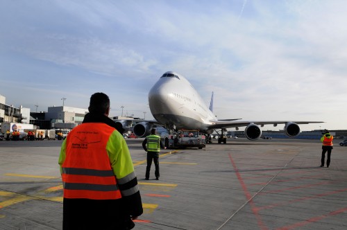 HI-RES IMAGE (click for larger). The Boeing 747-8 Intercontinental on the tarmac in Frankfurt. Photo by Lufthansa.