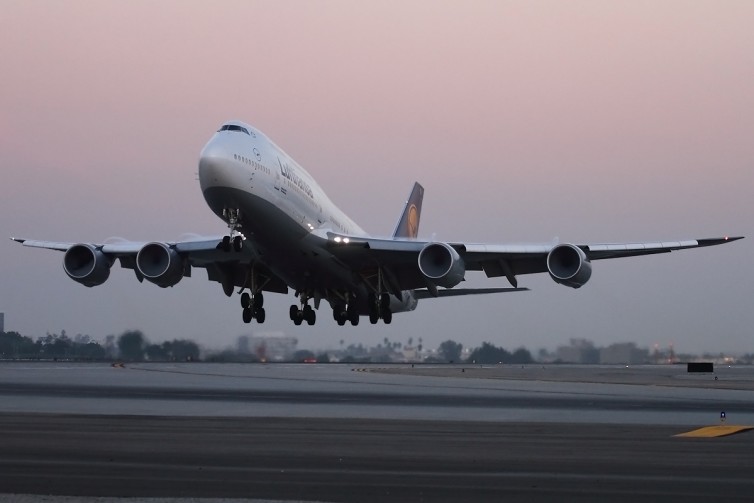 A Lufthansa 747-8 departing Frankfurt for LAX. - Photo: Brandon Farris / AirlineReporter