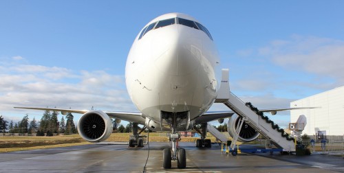 Air New Zealand's first Boeing 777-300ER at Paine Field. Photo by AirlineReporter.com.