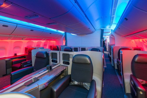 Every first class seat will feature individual 110-volt AC power outlets and USB jacks for charging personal electronic devices. Photo from American Airlines.