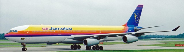 Air Jamaica Airbus A340-300 in last generation livery. Photo by Ken Fielding. 