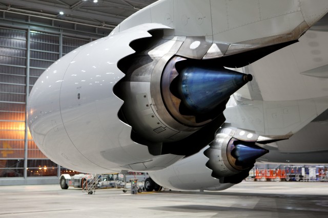 HI-RES PHOTO (click for larger). The Boeing 747-8I rocks the GEnx-2B67 engine. Photo by Lufthansa. 