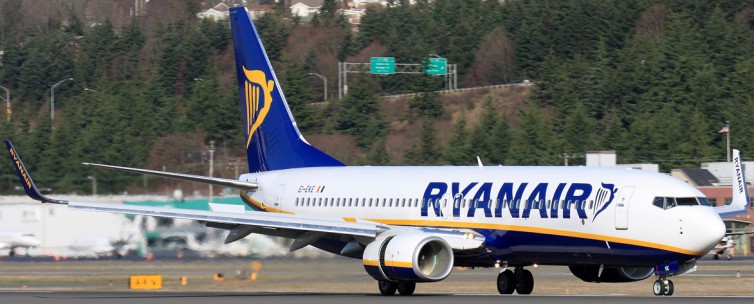 Ryanair Boeing 737 seen in Seattle before delivery. Photo by Jeremy Dwyer-Lindgren.