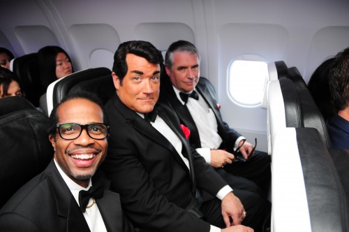 The Rat Pack on board the aircraft (at least people that look like them).