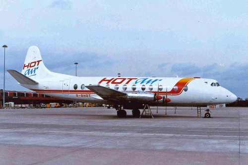 Hot Air Vickers Viscount (G-OHOT) taken at Manchester in April 1989
