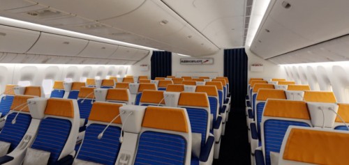 Premium Economy has noticable additional space vs standard economy. Image from Aeroflot.