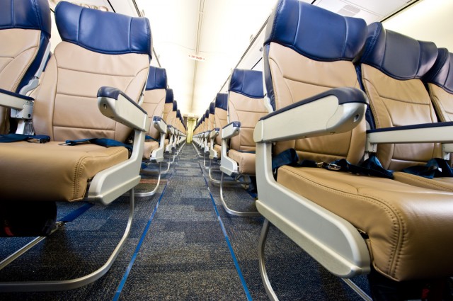The new Southwest interior with new seats and carpeting. Photo by Southwest Airlines. 