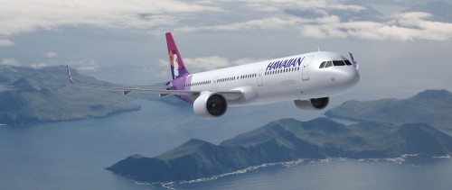 Mock up of what Hawaiian Airlines Airbus A321NEO will look like. Aircraft image from Airbus.