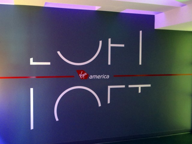 A nice big sign welcomes you to the Virgin America Loft