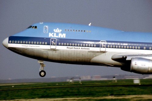 Photo of KLM Boeing 747-200 (PH-BUM) taken at Amsterdam-Schiphol in May 1985. Notice the small hump.