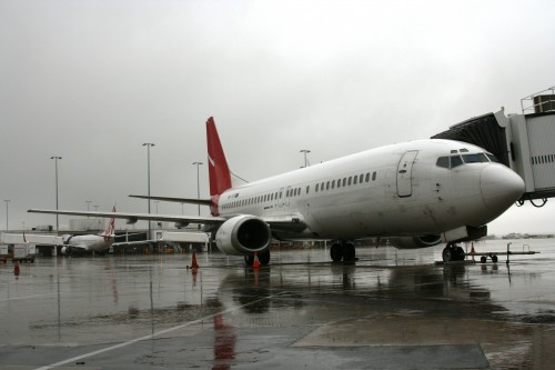 A retiring 737-400 waits at the gate prior to it's final departure. Photo by Owen Zupp.