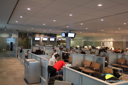 Porter Airlines waiting area is nicer than some airline first class lounges I have been in -- and everyone gets access.