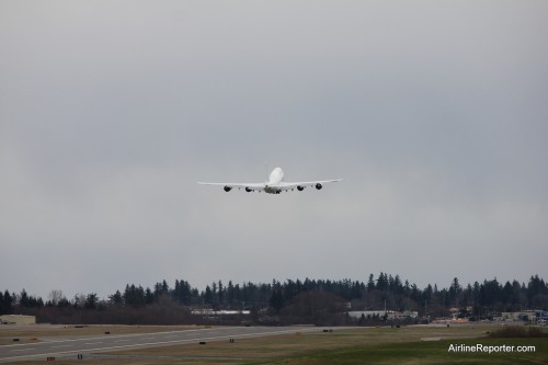 And lift off. The Boeing 747-8I heads off to Vancouver.