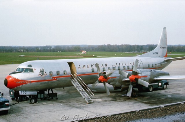 American Airlines Electra at Port Columbus International Airport (CMH) in 1967. Image by Bob Garrard.