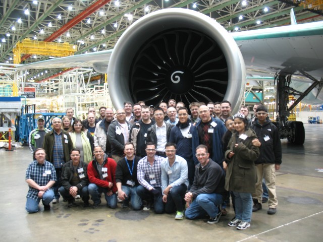 One of three Aviation Geek Fest groups that toured the Boeing Factory Floor. Photo by Boeing.