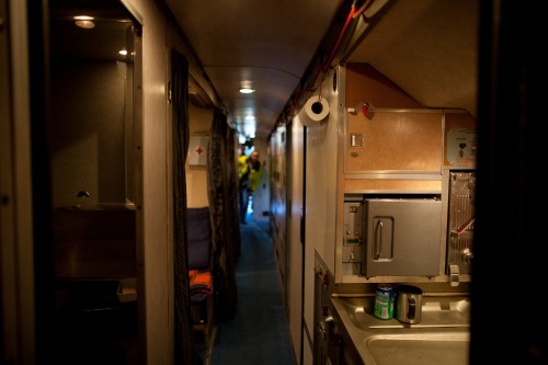 The forward part of the upper crew rest area behind the flight deck.